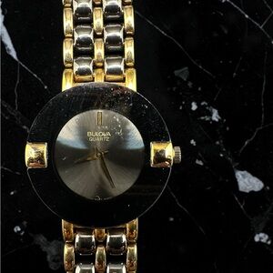 Bulova Two-Tone Gold and Black Women's Bracelet Watch. Unused. New, old stock.